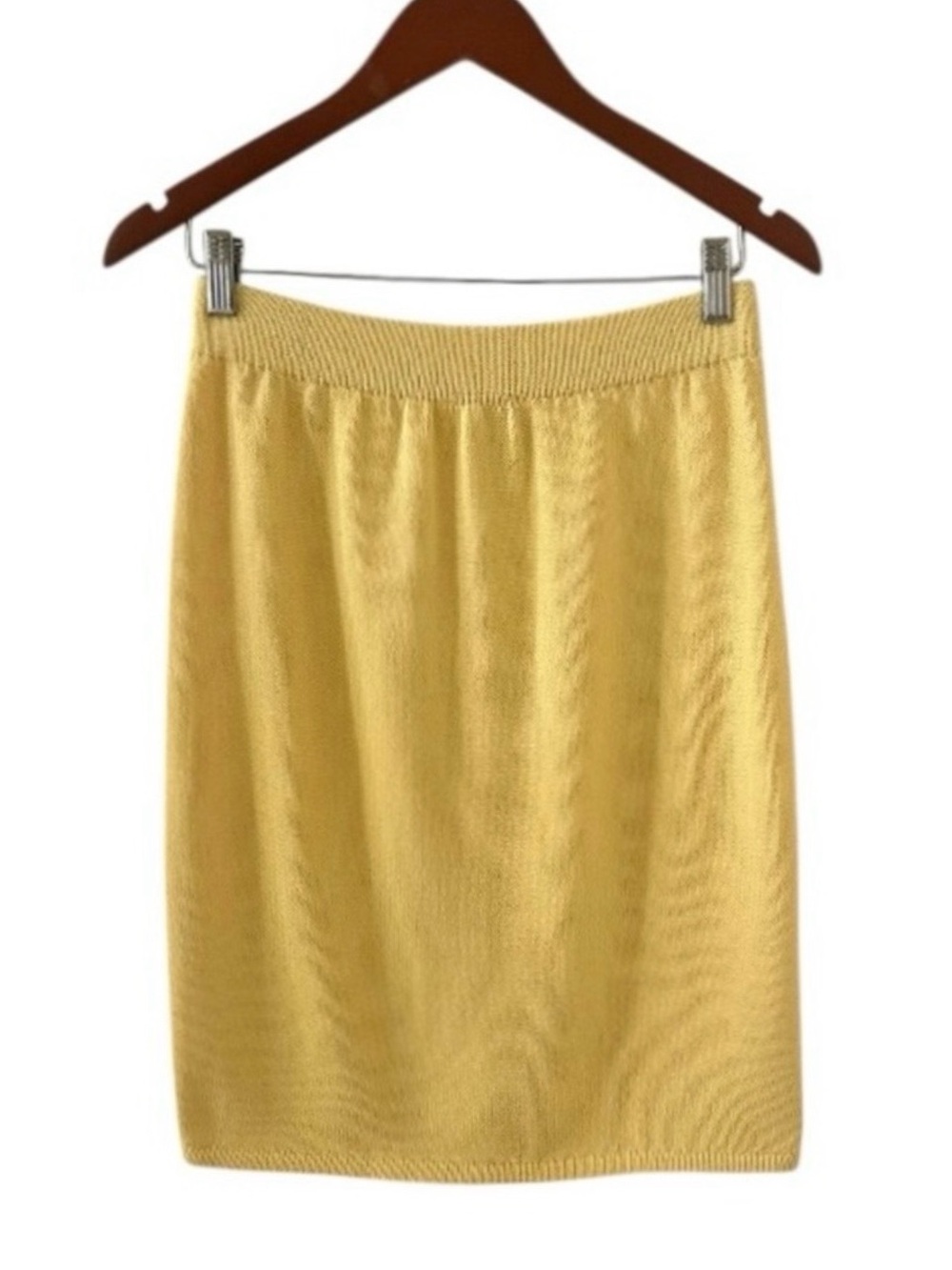 St. John Yellow with White Detail Santana Knit Skirt Suit Set Size 4 - Picture 10 of 13